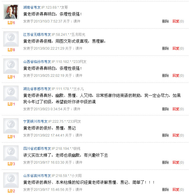 網校2013年初級職稱學員考后反饋