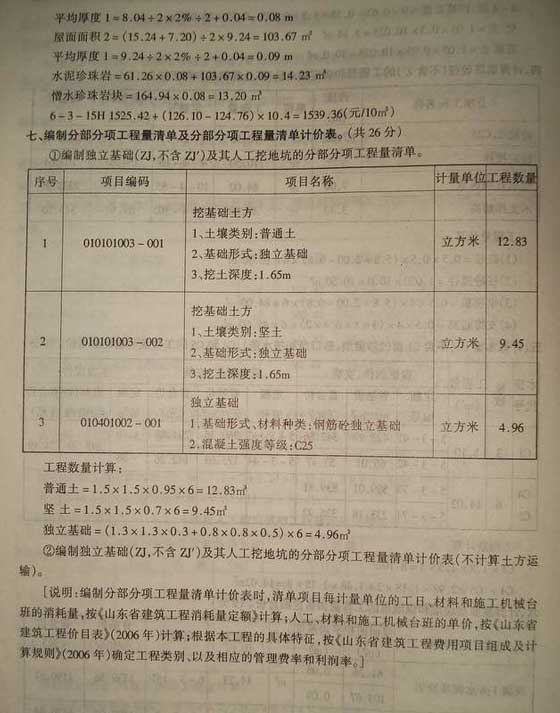 2006山東造價員考試《建筑工程》試題及答案