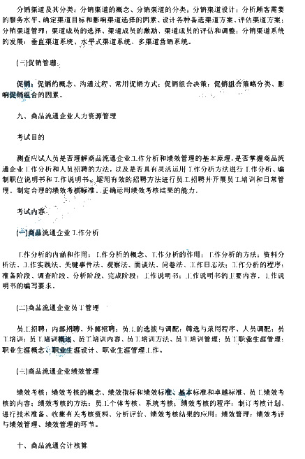 2013年初級經濟師《商業專業》考試大綱