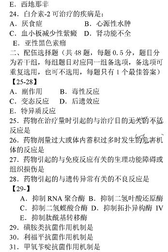執業西藥師藥學知識一真題