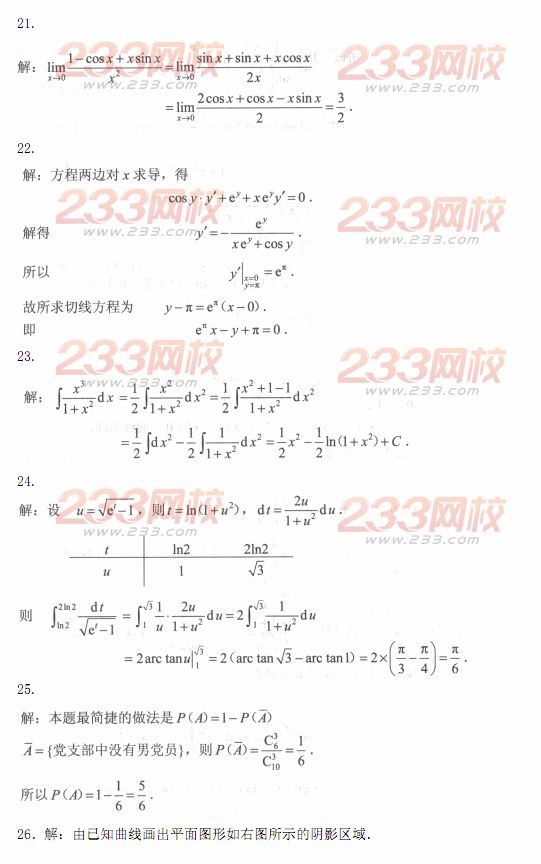 2014年成人高考專升本《高等數學二》模擬試題及答案(第八套)