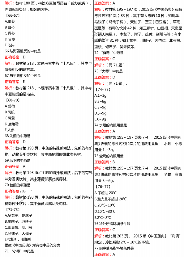 2015年執業藥師《中藥學綜合知識與技能》真題及答案(圖片版)