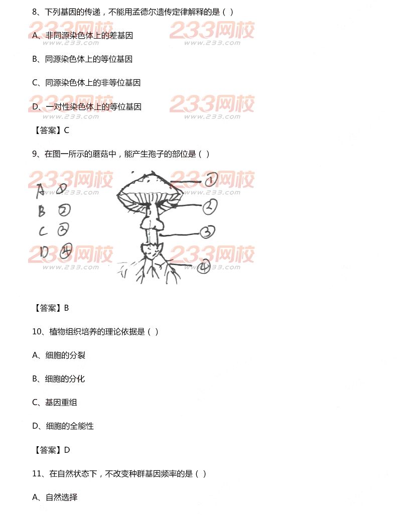 2015年11月1日教師資格證考試初級中學(xué)《生物學(xué)科知識與教學(xué)能力》真題及答案