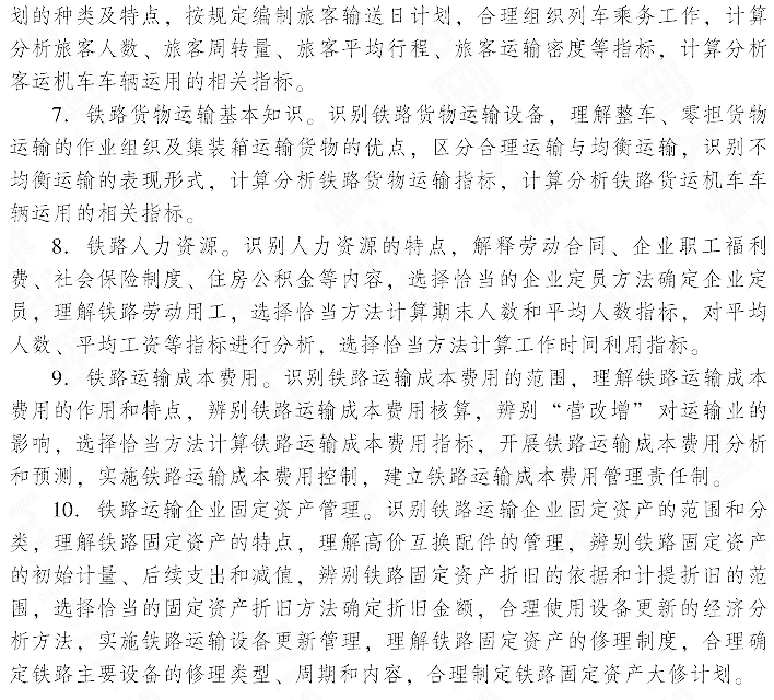 2015年初級運(yùn)輸經(jīng)濟(jì)(鐵路)專業(yè)知識與實(shí)務(wù)考試大綱