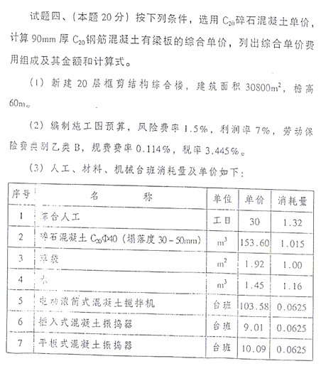 03福建造價員考試實務(wù)題4