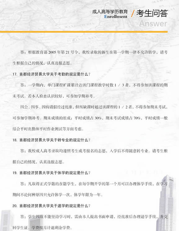 首都經濟貿易大學2015年成人高考招生簡章