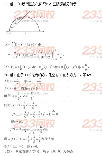 2016年成人高考專升本高等數學二模擬試題及答案八