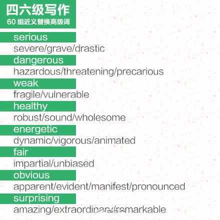 英語四級作文60組近義替換詞