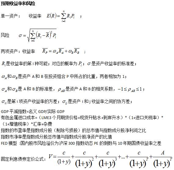 2016年期貨從業(yè)資格考試《投資分析》重要公式(三)