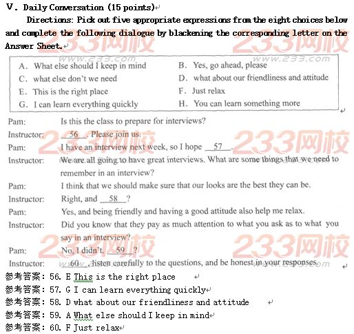 2016年成人高考專升本英語強化試題及答案一