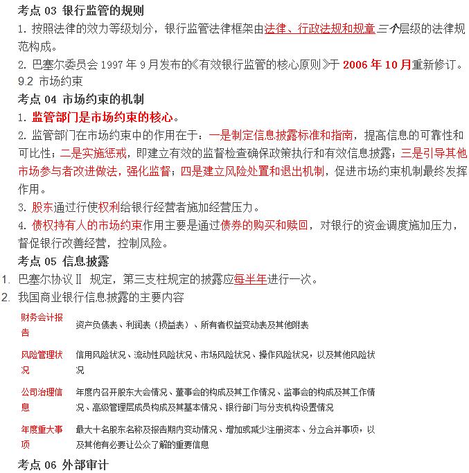 初級《風險管理》10分鐘速記:第九章銀行監管與市場約束