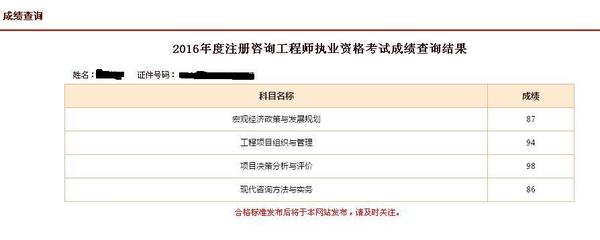 咨詢工程師考試成績