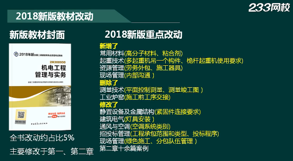 朱培浩老師解讀2018二建機電教材變化