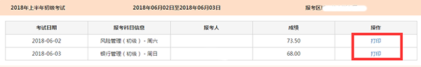 2018上半年銀行從業資格考試成績合格證明打印入口