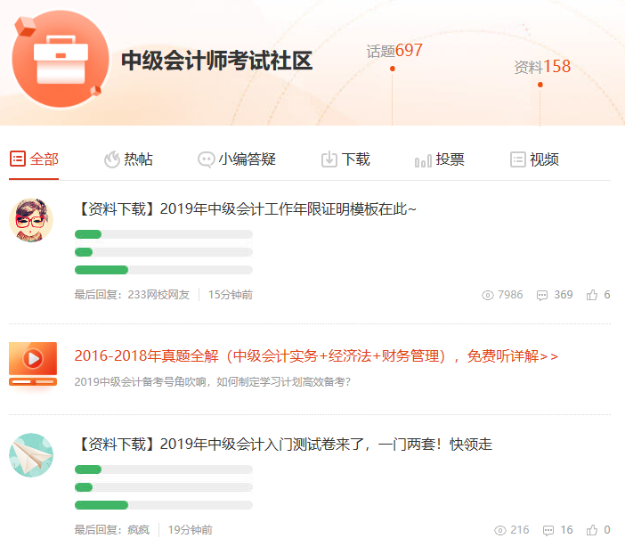 中級會計師備考資料