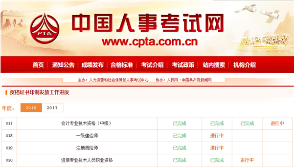 2018年一級建造師合格證書正在印制中