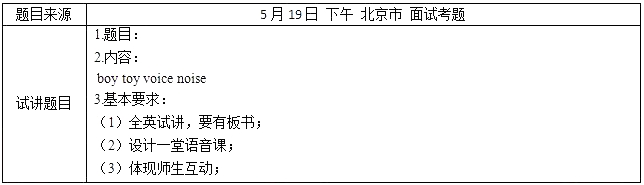 2018上半年小學(xué)英語(yǔ)教師資格證面試真題及答案:boy toy voice noise考題回顧 2018上半年小學(xué)英語(yǔ)教師資格證面試真題及答案:boy toy voice noise考題回顧