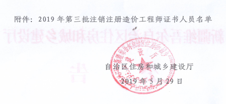 2019年第三批注銷注冊造價工程師人員名單