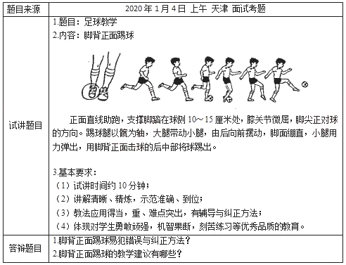 小學體育教師資格面試真題