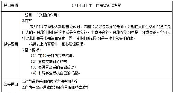 小學心理健康教師資格面試真題