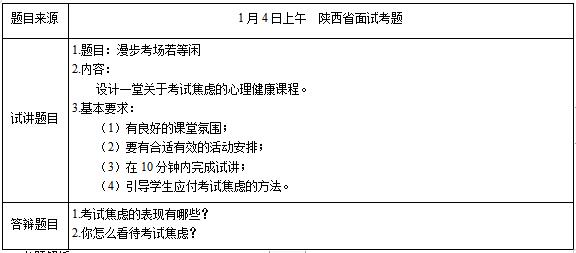 高中心理健康教師資格面試真題