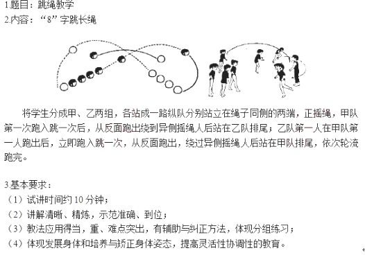 小學體育教師資格面試真題及答案:“8”字跳長繩
