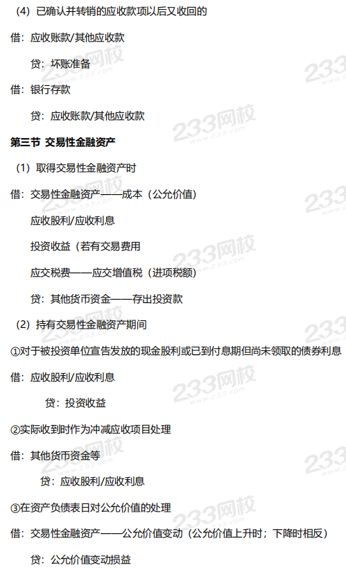 2020《初級會計實務》會計分錄完整版