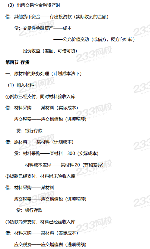2020《初級會計實務》會計分錄完整版