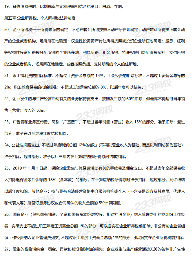 2020《初級經濟法基礎》必背法條