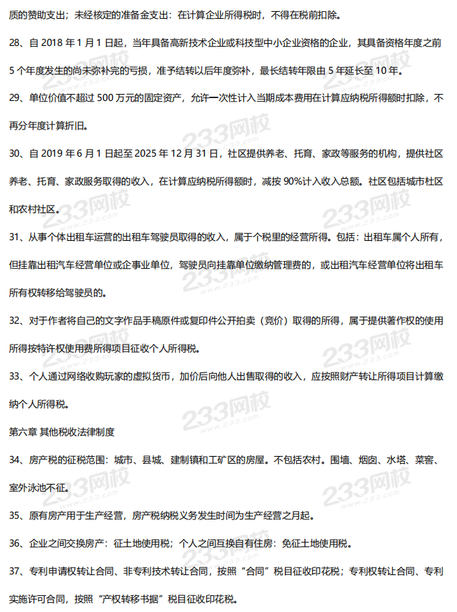 2020《初級經濟法基礎》必背法條