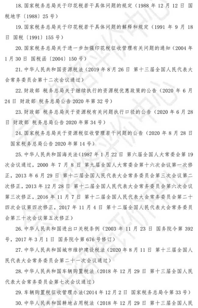 2021年初級會計(jì)考試《經(jīng)濟(jì)法基礎(chǔ)》主要參考法規(guī)索引